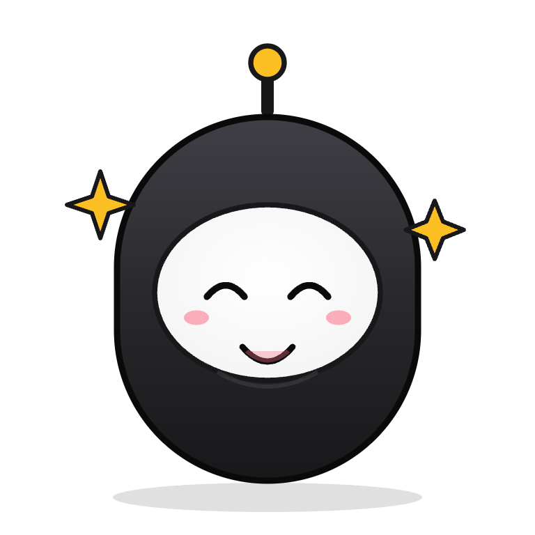 Quill, the Learn Fast AI mascot — a friendly charcoal capsule‑bot with a yellow antenna, smiling with sparkles.